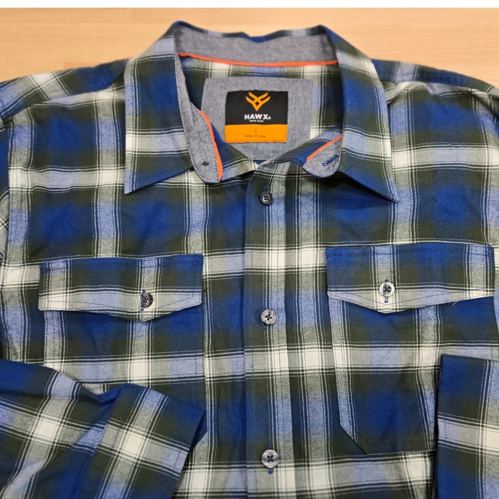 HAWX Work Gear Plaid Flannel Shirt Mens Large Button Up Long Sleeve Casual